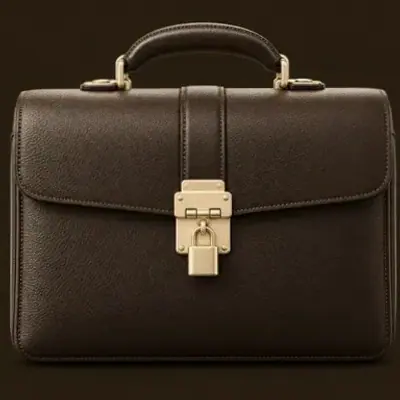 Locked leather briefcase — 22King
